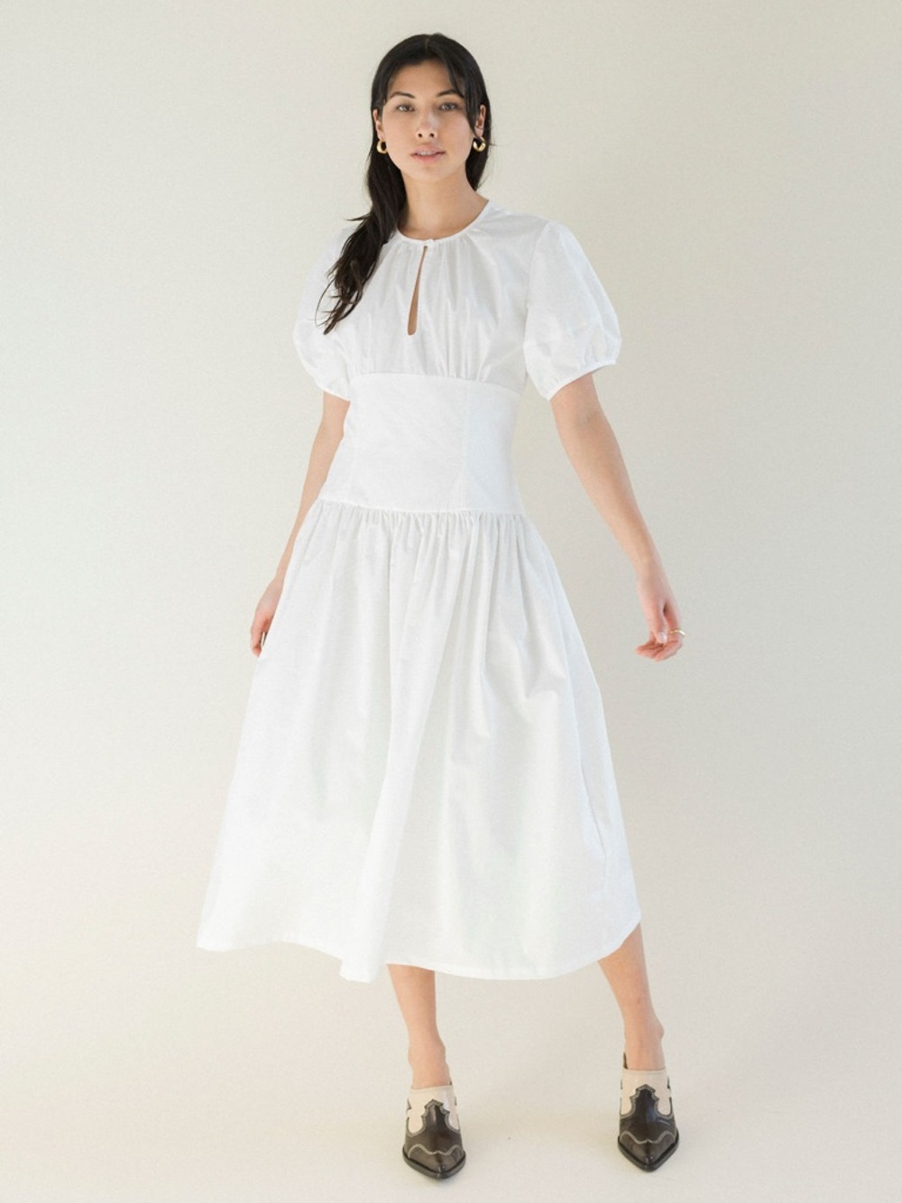 Most stunning white cotton dress